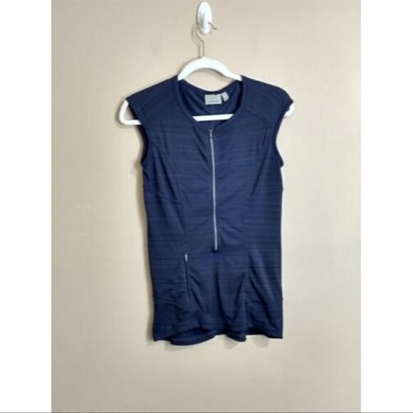 Athleta Pacifica Tank Top Blue Fitted 1/2 Zip S - Picture 2 of 6
